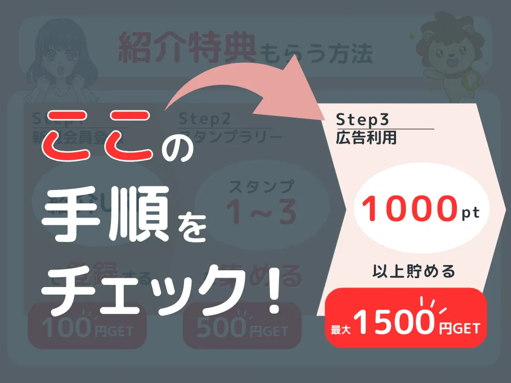 ハピタスの紹介特典を受け取る手順ステップ図解
3広告利用