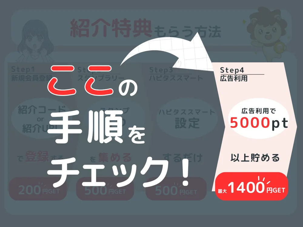 ハピタスの紹介コードで紹介特典を受け取る手順全ステップ図解
4広告利用